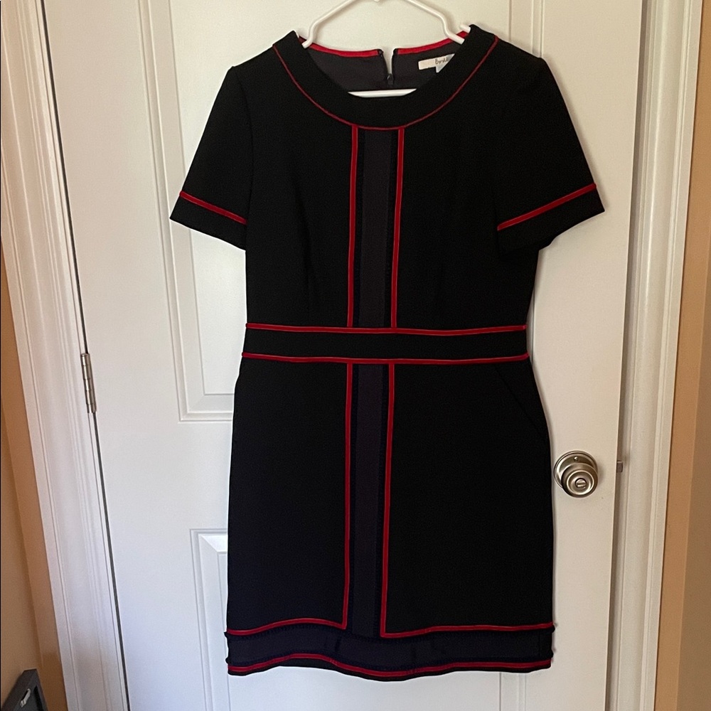 Boden Navy Dress with Red Velvet Trim